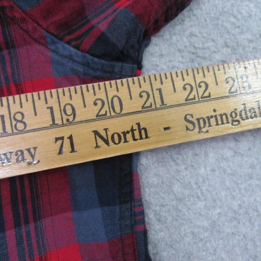 Banana‎ Republic Mens Button Up Shirt M Red Blue Luxe Flannel Grant Fit